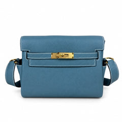 🆕 In stock Kelly Messenger messenger bag for men and women, denim orchid buckle, imported leather, all-steel hand-waxed thread, the highest cost-effectiveness on the Internet. The classic combination