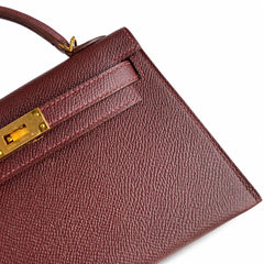 Fully hand-sewn👉Second generation Mini Kelly 19cm imported Epsom leather Hermès red gold buckle
