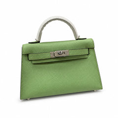 In stock: second generation Kelly 19cm imported Epsom leather avocado green 🥑 gold and silver buckle wax thread