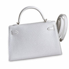 Fully hand-sewn👉Second generation Mini Kelly 19cm imported Epsom leather pure white silver buckle