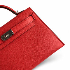 Fully hand-sewn👉Second generation Mini Kelly 19cm imported Epsom leather peach pink silver buckle