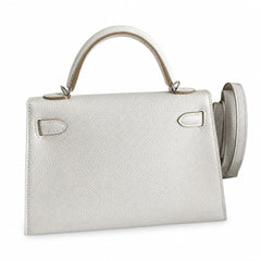 Fully hand-sewn👉Second generation Mini Kelly 19cm imported Epsom leather M4 milk gray silver buckle