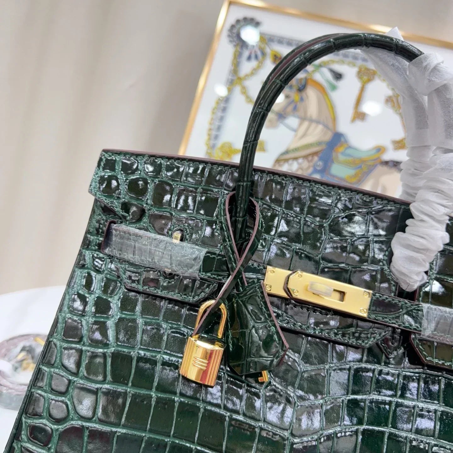 👜Birkin Vert Titien Matte Alligator Gold Hardware