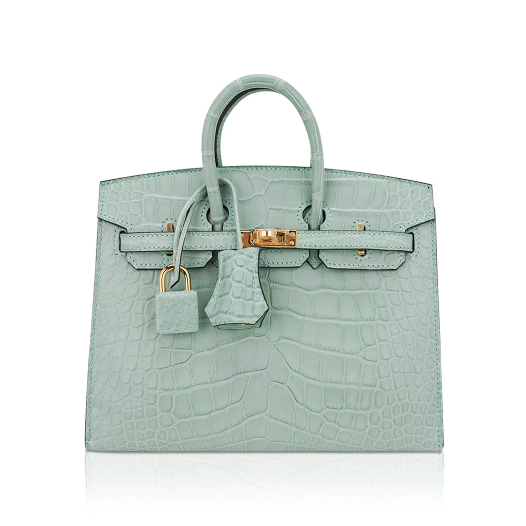 👜Limited Edition Birkin 20 Sellier Bag Vert D’Eau Matte Alligator with Gold Hardware