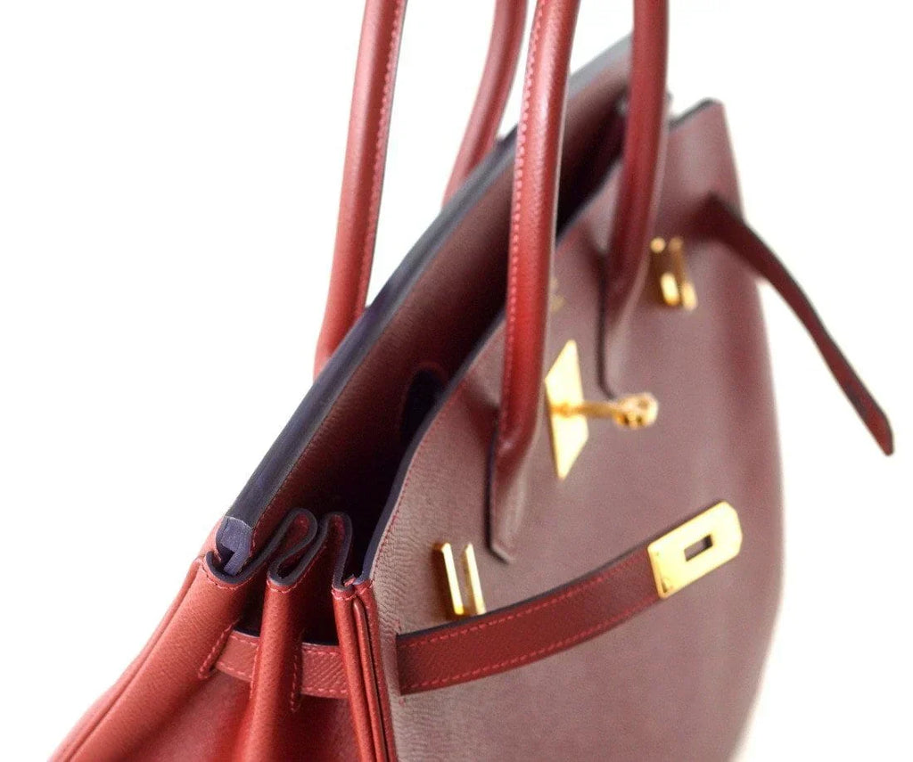 👜Birkin 35 Bag Red Rouge H Limited Edition Contour Navy Gold