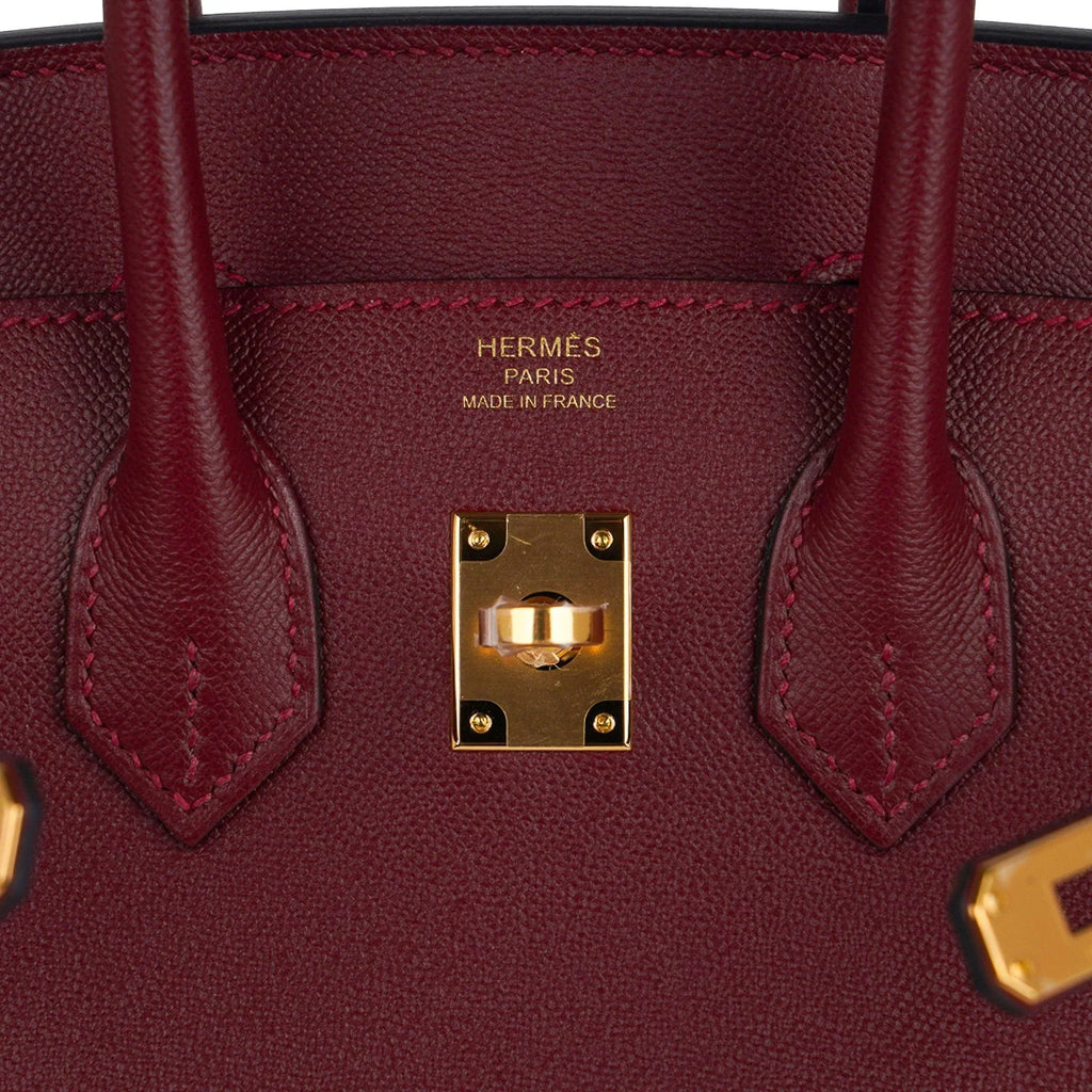 👜Birkin 25 Bag Sellier Rouge H Gold Hardware Veau Madame Leather