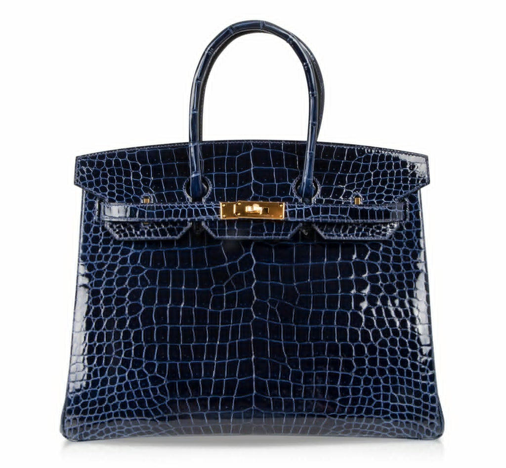 👜Birkin 35 Bag Blue Sapphire Porosus Crocodile Gold Hardware New