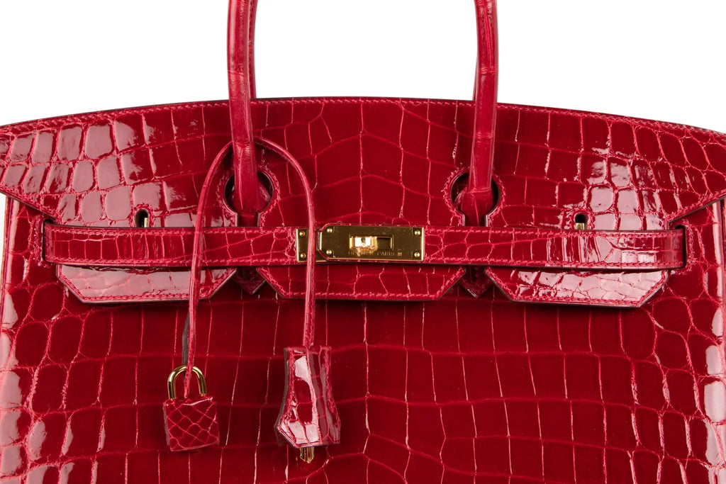 👜Birkin 35 Braise Lipstick Red Crocodile Gold Hardware