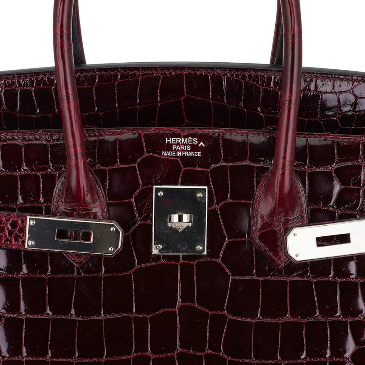 👜Birkin 35 Bag Bordeaux Porosus Crocodile with Palladium Hardware