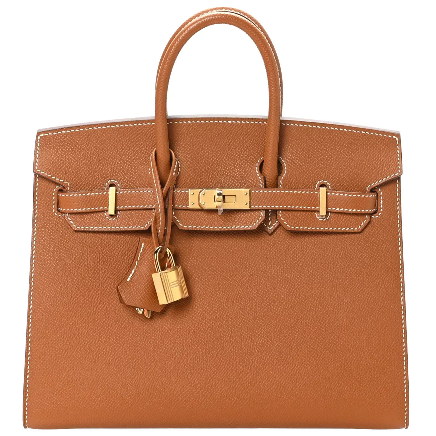 👜Birkin Sellier 25 Gold Epsom Leather Rolled Handles Gold Hardware Handbag