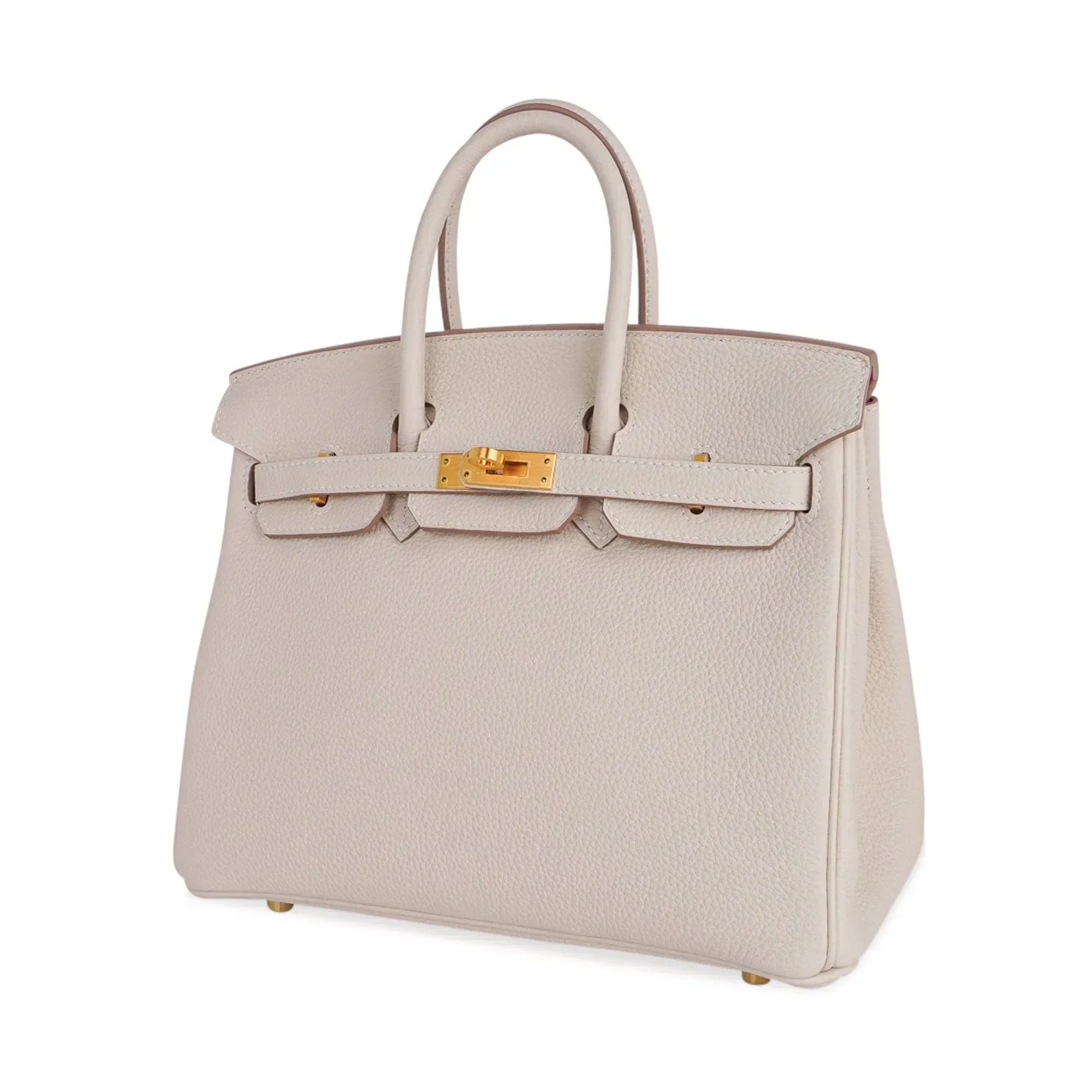 👜Birkin HSS 25 Bag Beton w/ Pink Rose Pourpre Brushed Gold Hardware Togo