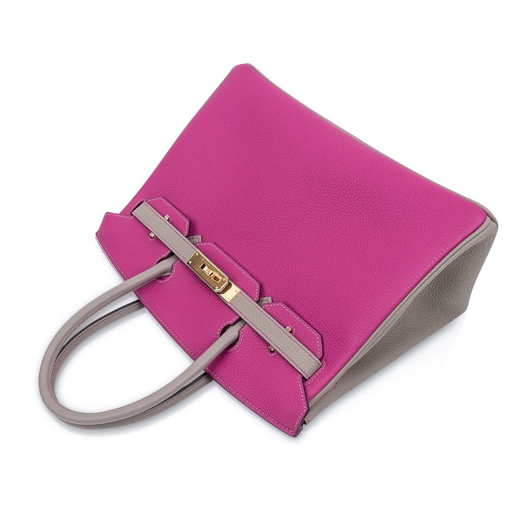 👜Special Order HSS Birkin 30 Bag Rose Pourpre & Gris Asphalte Togo Leather with Gold Hardware