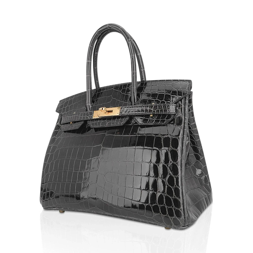 👜Birkin Bag, Crocodile-Grain Top-Grain Cowhide Leather, In-Seam Gold Hardware