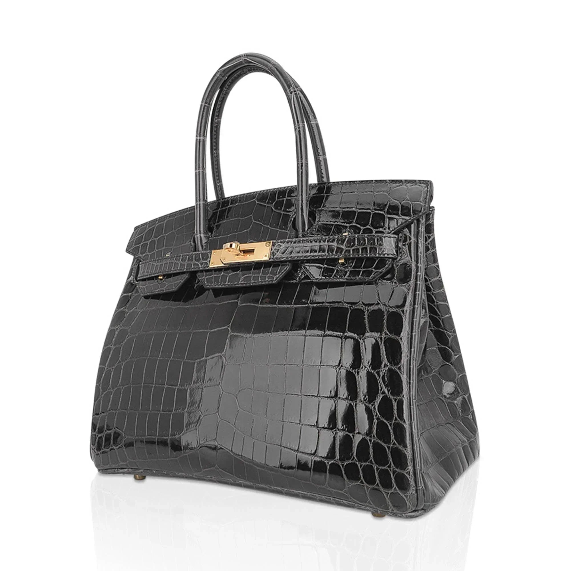 👜Birkin Bag, Crocodile-Grain Top-Grain Cowhide Leather, In-Seam Gold Hardware