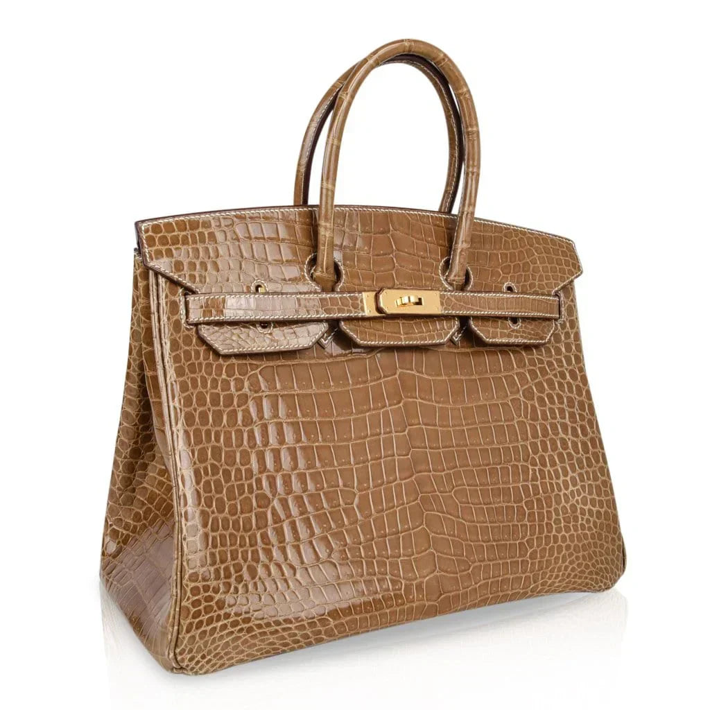 👜Birkin 35 Bag Ficelle Porosus Crocodile Gold Hardware