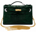 Kelly Pochette Vert Emeraude Shiny Niloticus Crocodile Leather Gold Hardware Women Clutch Bag