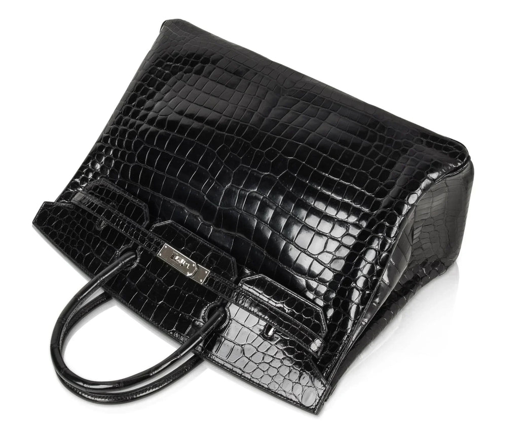 👜Birkin 40 Bag Black Porosus Crocodile Palladium