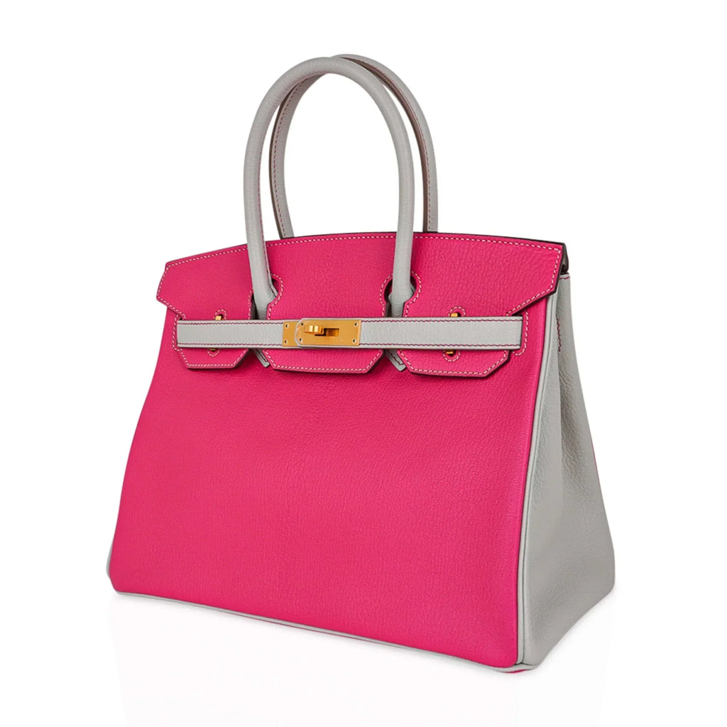 👜Special Order HSS Birkin 30 Bag Rose Shocking & Gris Perle Chevre Leather with Brushed Gold Hardware