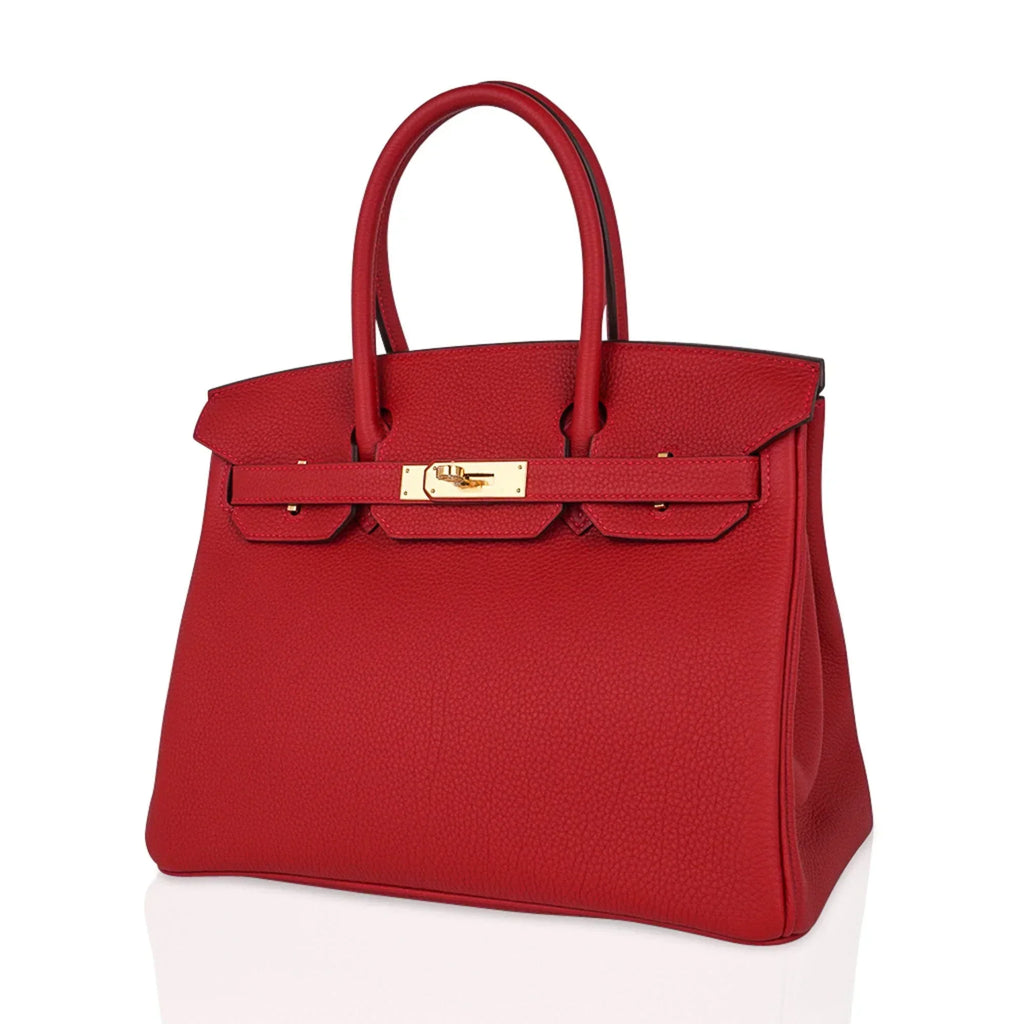 👜Birkin 30 Bag Lipstick Rouge Vif Togo Leather with Gold Hardware