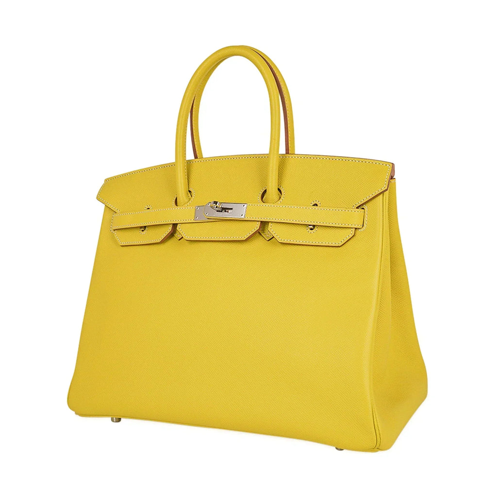 👜Birkin 35 Lime Candy Limited Edition Bag Epsom Palladium