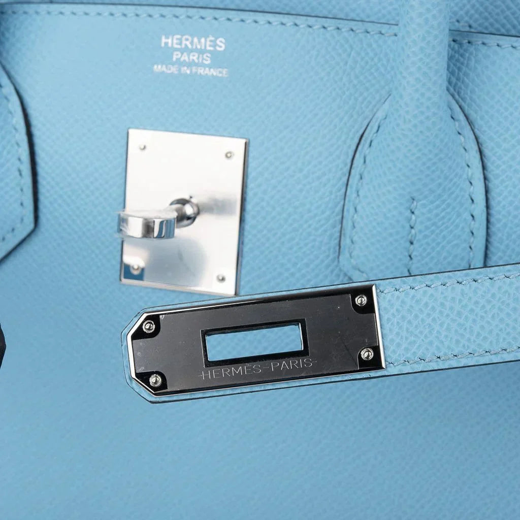 👜Birkin 30 Bag Blue Celeste Epsom Palladium Hardware New
