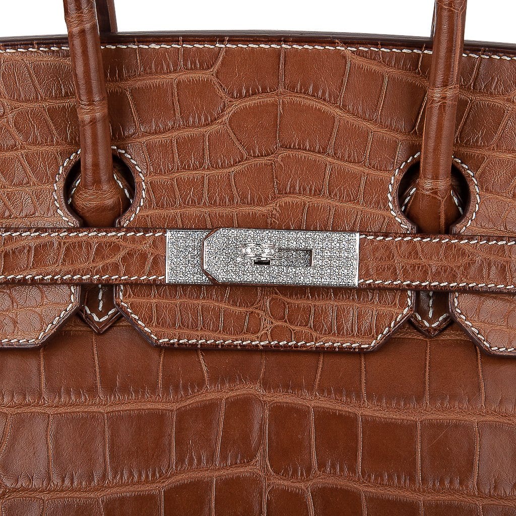 👜Diamond Birkin 35 Bag Fauve Barenia Matte Alligator Rare