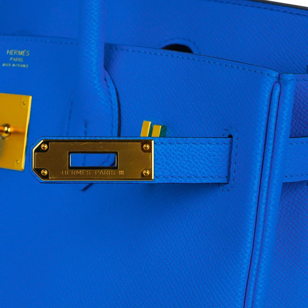 👜Birkin 30 Bag Bleu Frida Epsom Gold Hardware New w/ Box