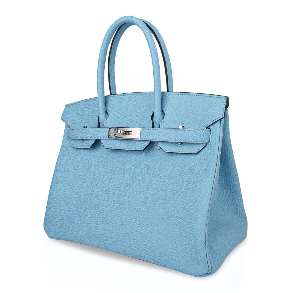 👜Birkin 30 Bag Blue Celeste Epsom Palladium Hardware New