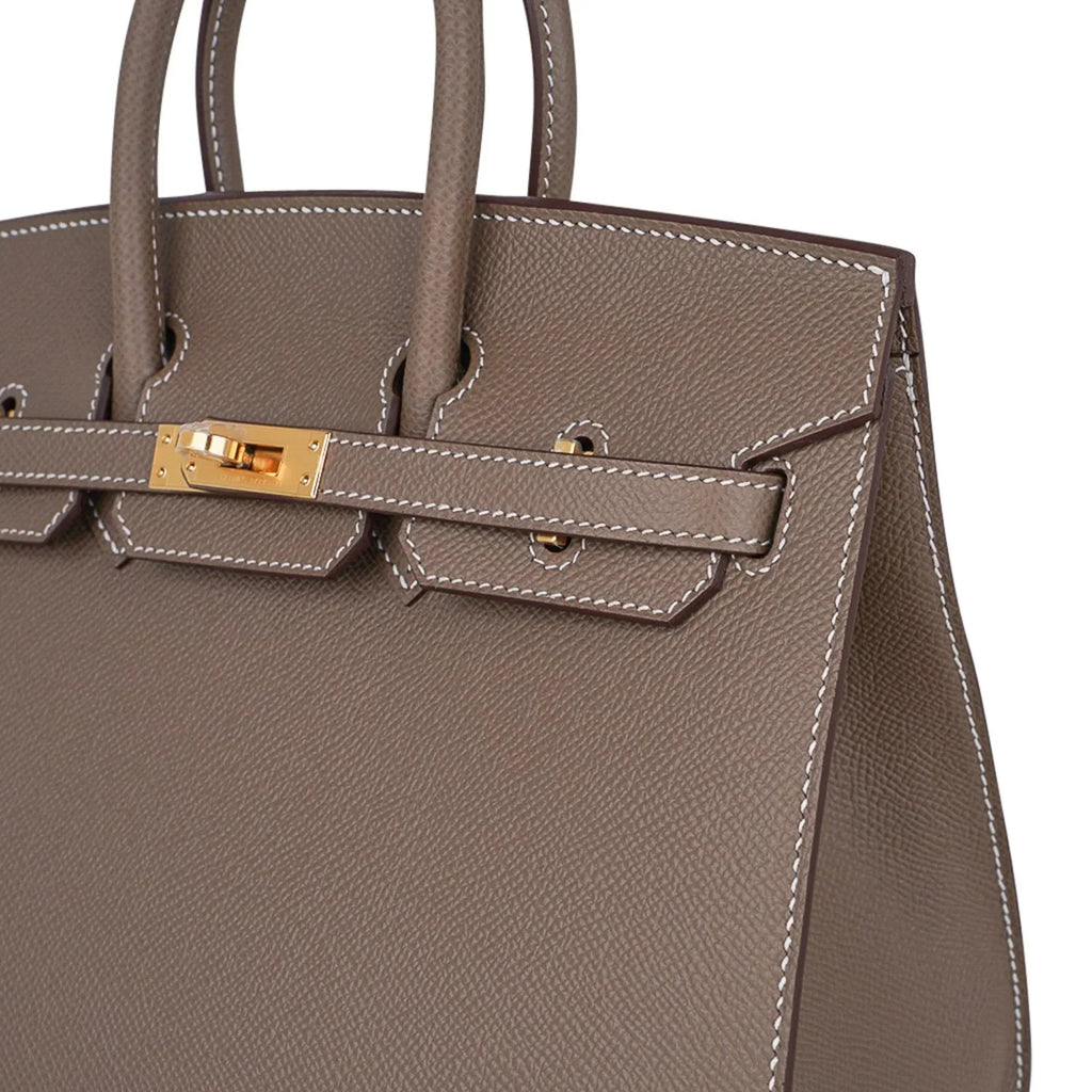 👜Birkin Sellier 25 Etoupe Gold Hardware Epsom Leather New w/Box