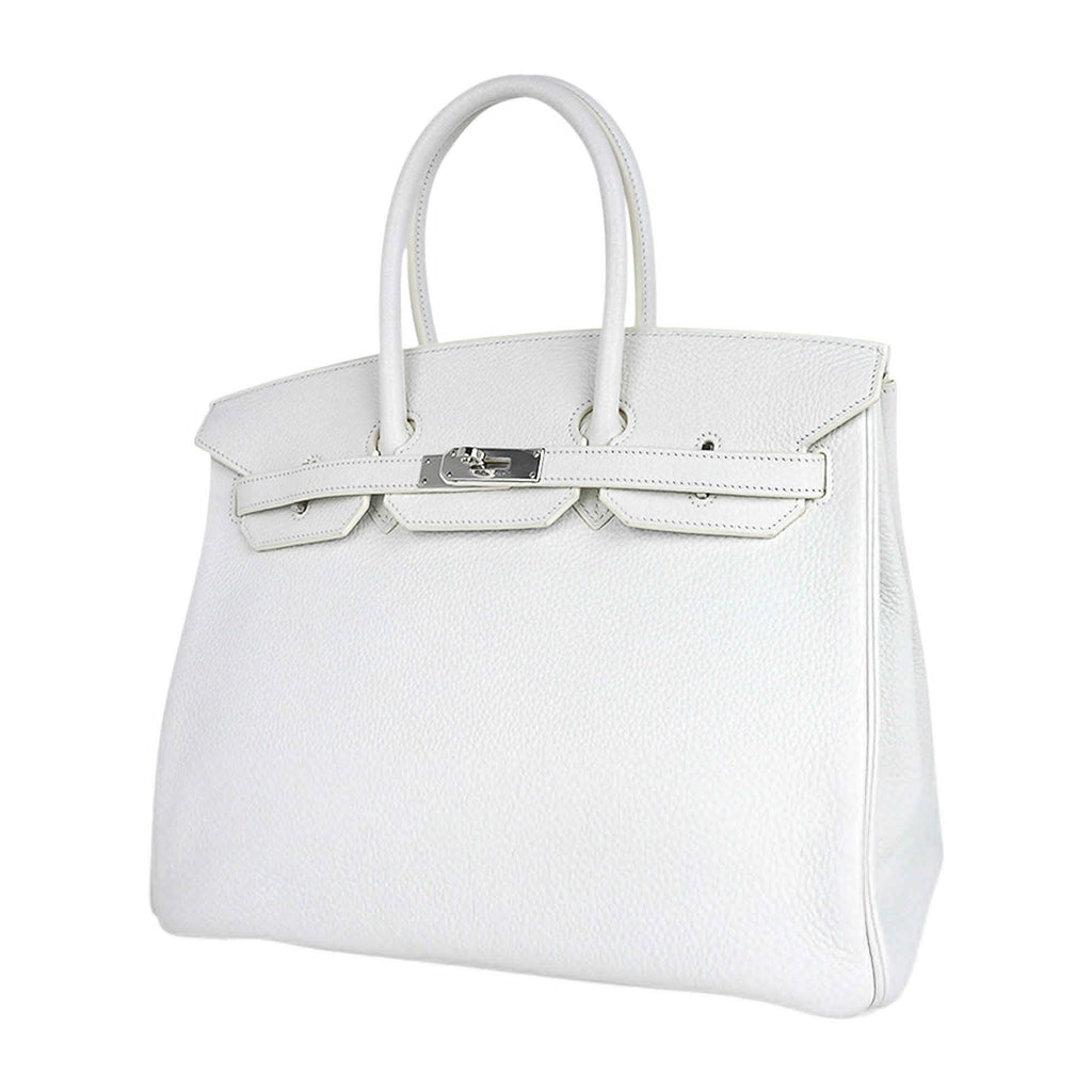 👜Birkin 35 Bag White Clemence Leather with Palladium Hardware