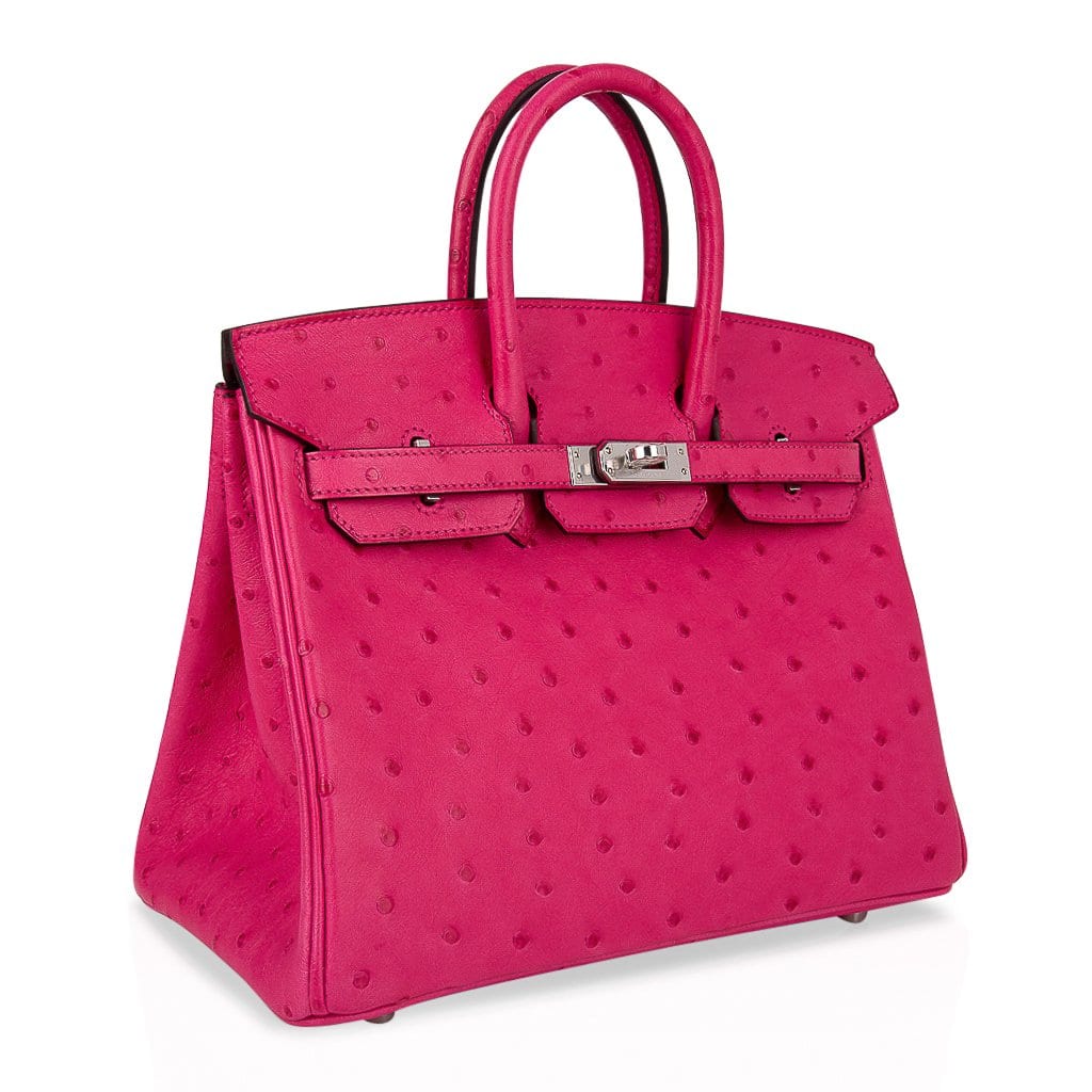 👜Birkin 25 Rose Tyrien Ostrich Bag Palladium Hardware