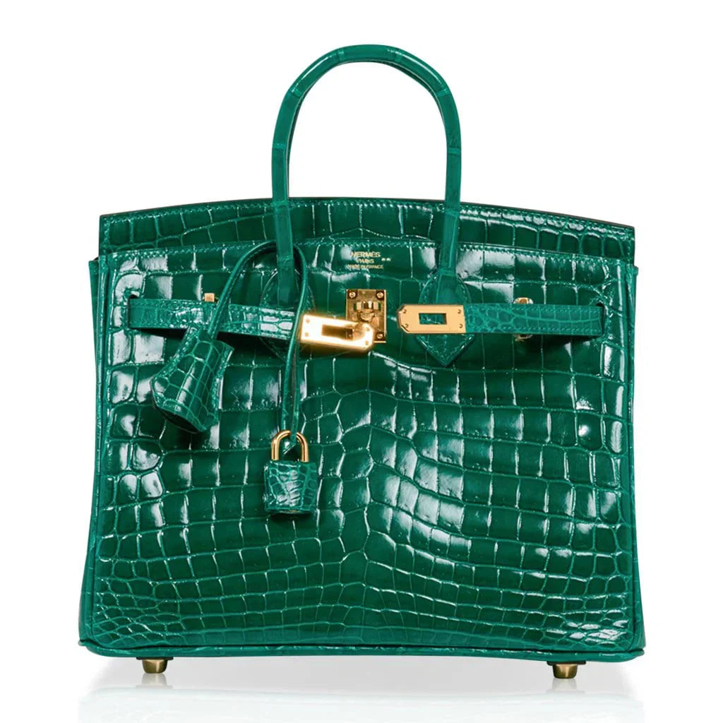 👜Birkin 25 Bag Emerald Crocodile Gold Hardware
