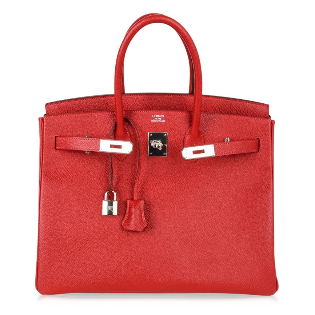 👜Birkin 35 Bag Rouge Casaque Lipstick Red Epsom Palladium new
