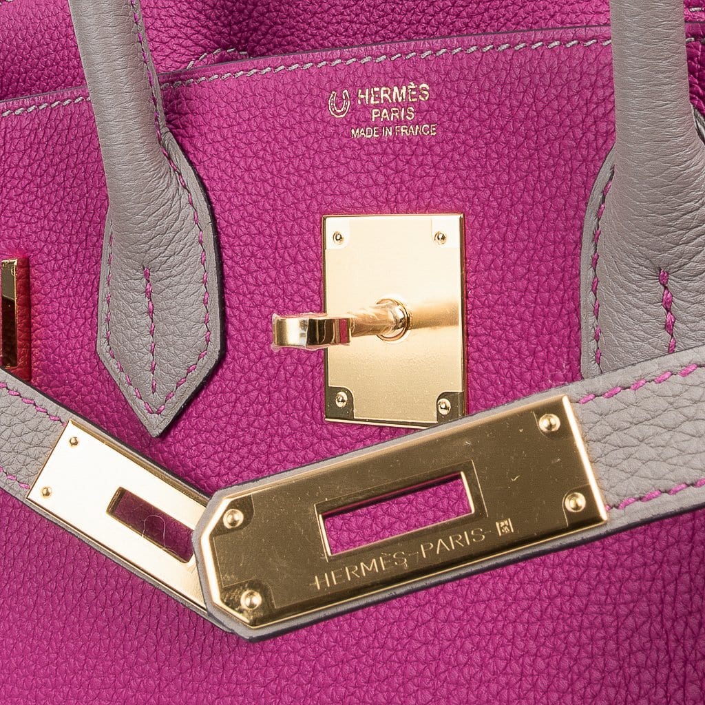 👜Special Order HSS Birkin 30 Bag Rose Pourpre & Gris Asphalte Togo Leather with Gold Hardware