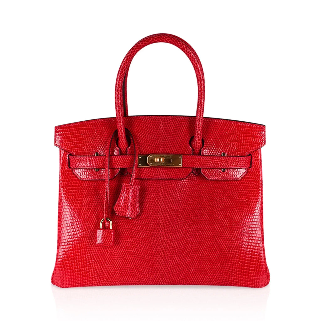👜Birkin 30 Bag Rouge Exotique Lizard Limited Edition Gold Hardware Rare