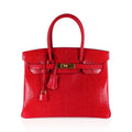 👜Birkin 30 Bag Rouge Exotique Lizard Limited Edition Gold Hardware Rare