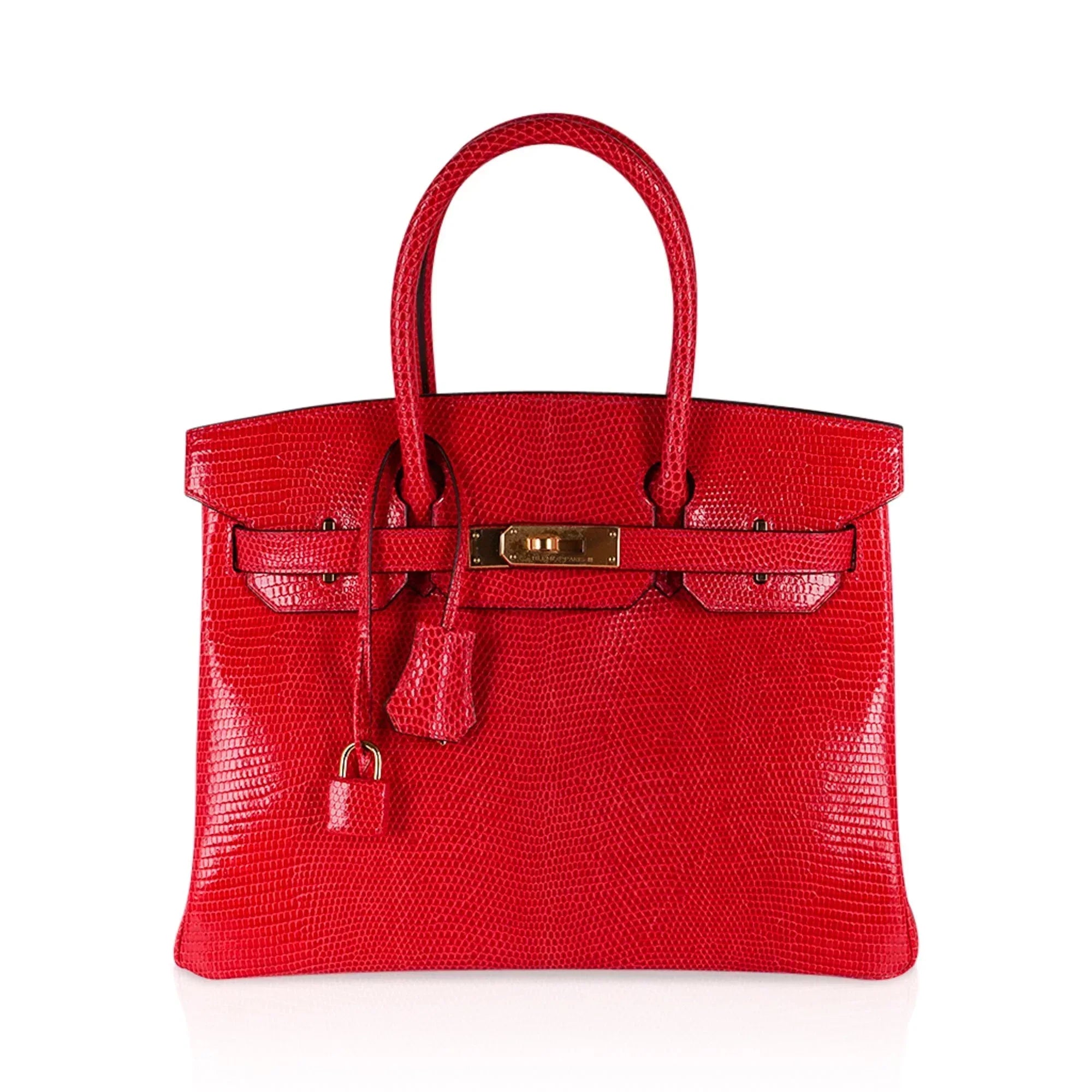 👜Birkin 30 Bag Rouge Exotique Lizard Limited Edition Gold Hardware Rare