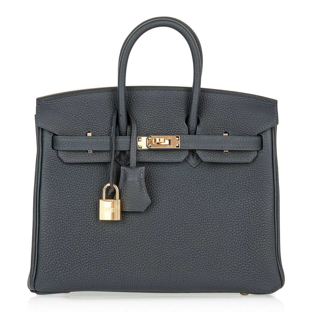 👜Birkin 25 Bag Vert Rousseau Togo Gold Hardware
