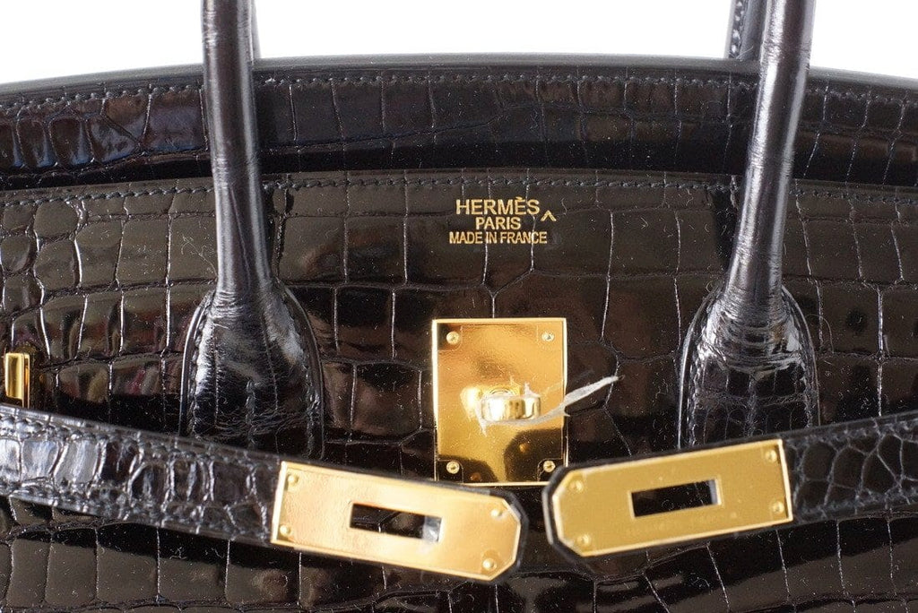 👜Birkin 35 Black Porosus Crocodile with Gold Hardware