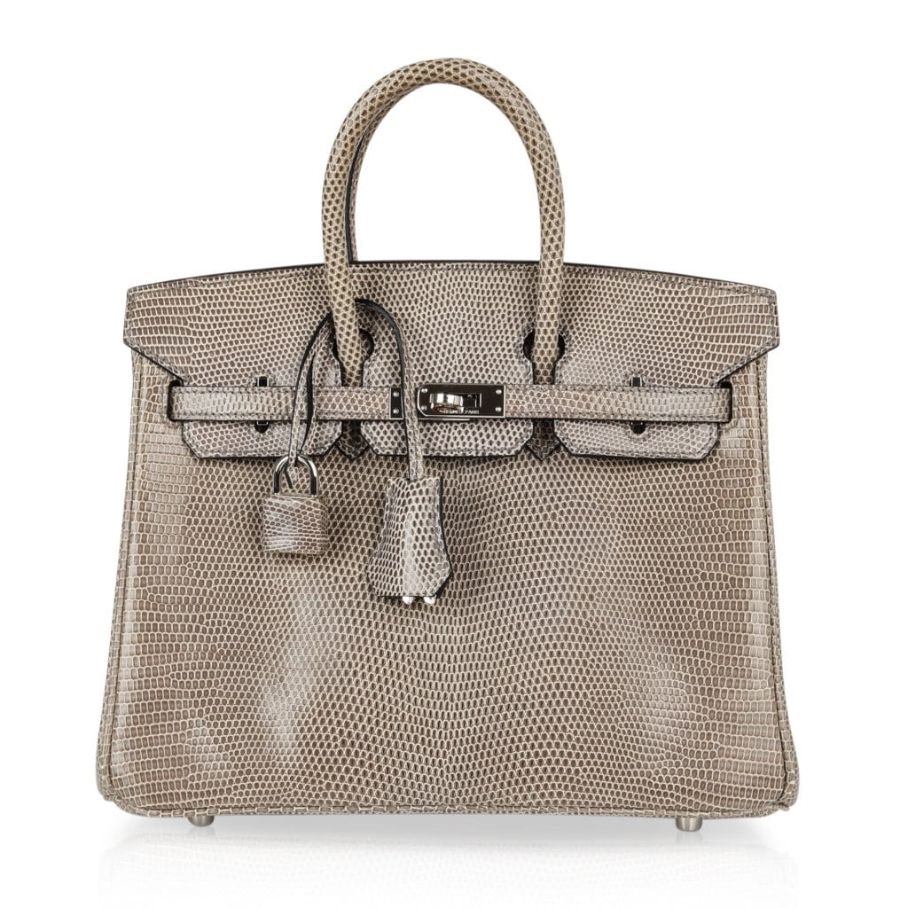 👜Birkin 25 Bag Gris Agate Lizard Palladium Hardware VERY Rare