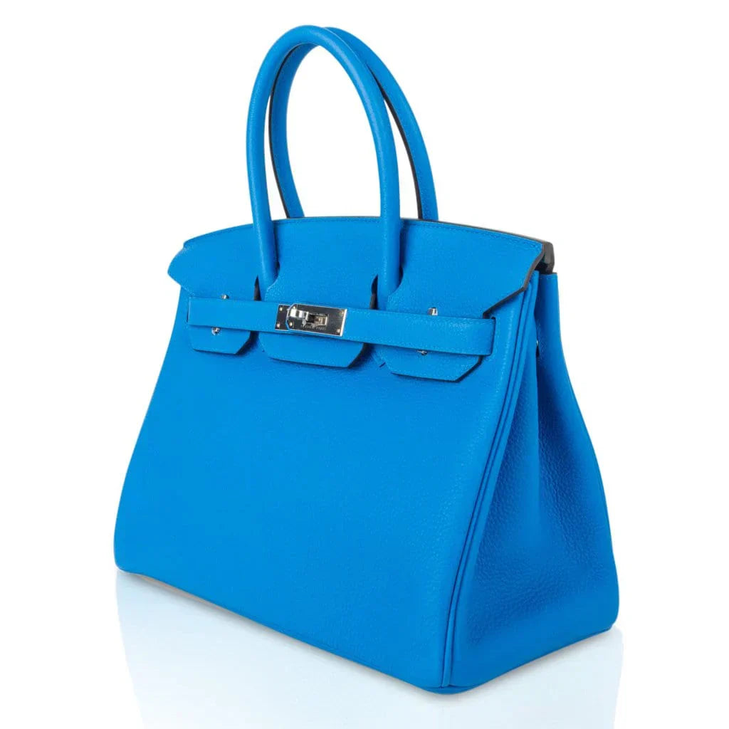 👜Verso Birkin 30 Bag Blue Zanzibar & Malachite Togo Leather with Palladium Hardware