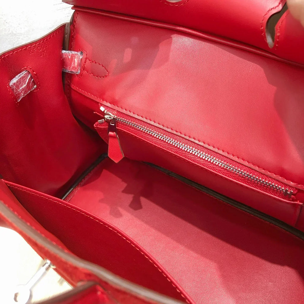 👜Birkin 25 Palladium Hardware Rouge Vif Doblis