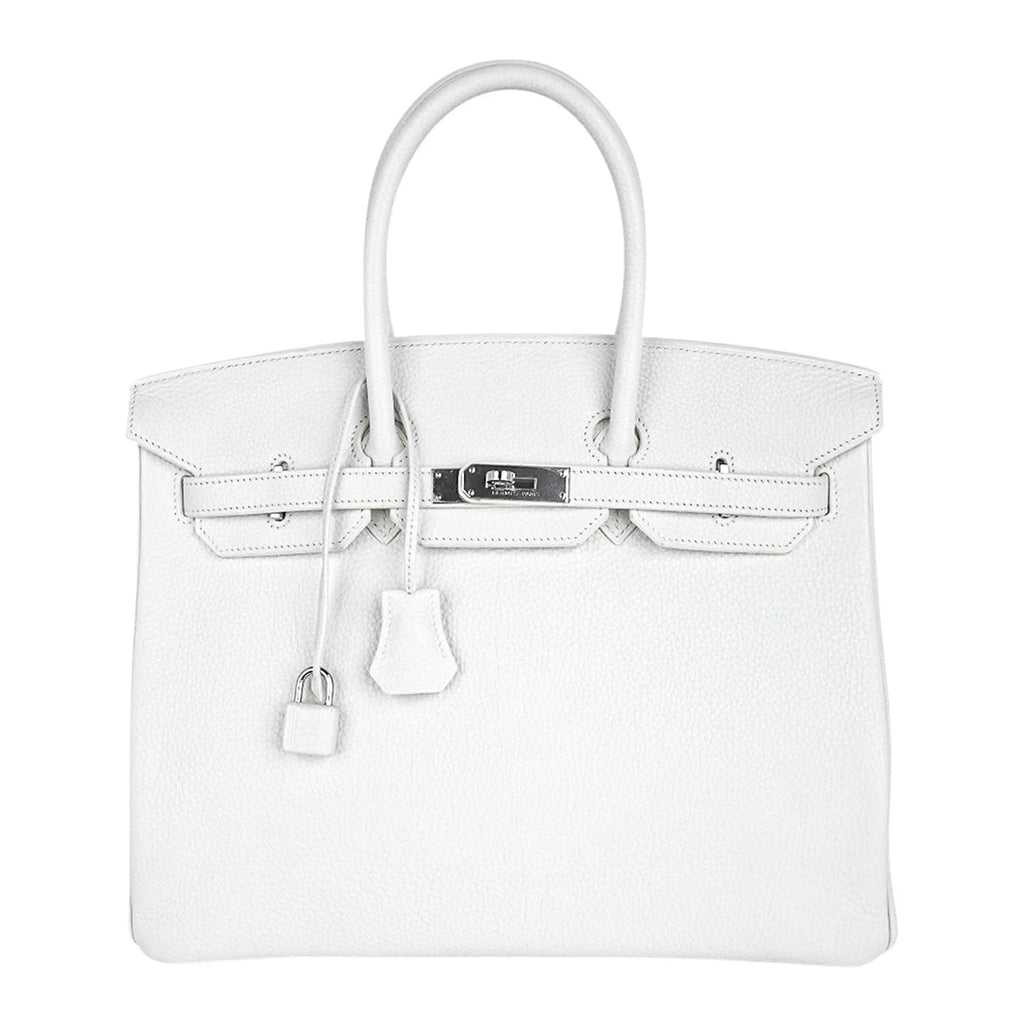 👜Birkin 35 Bag White Clemence Leather with Palladium Hardware