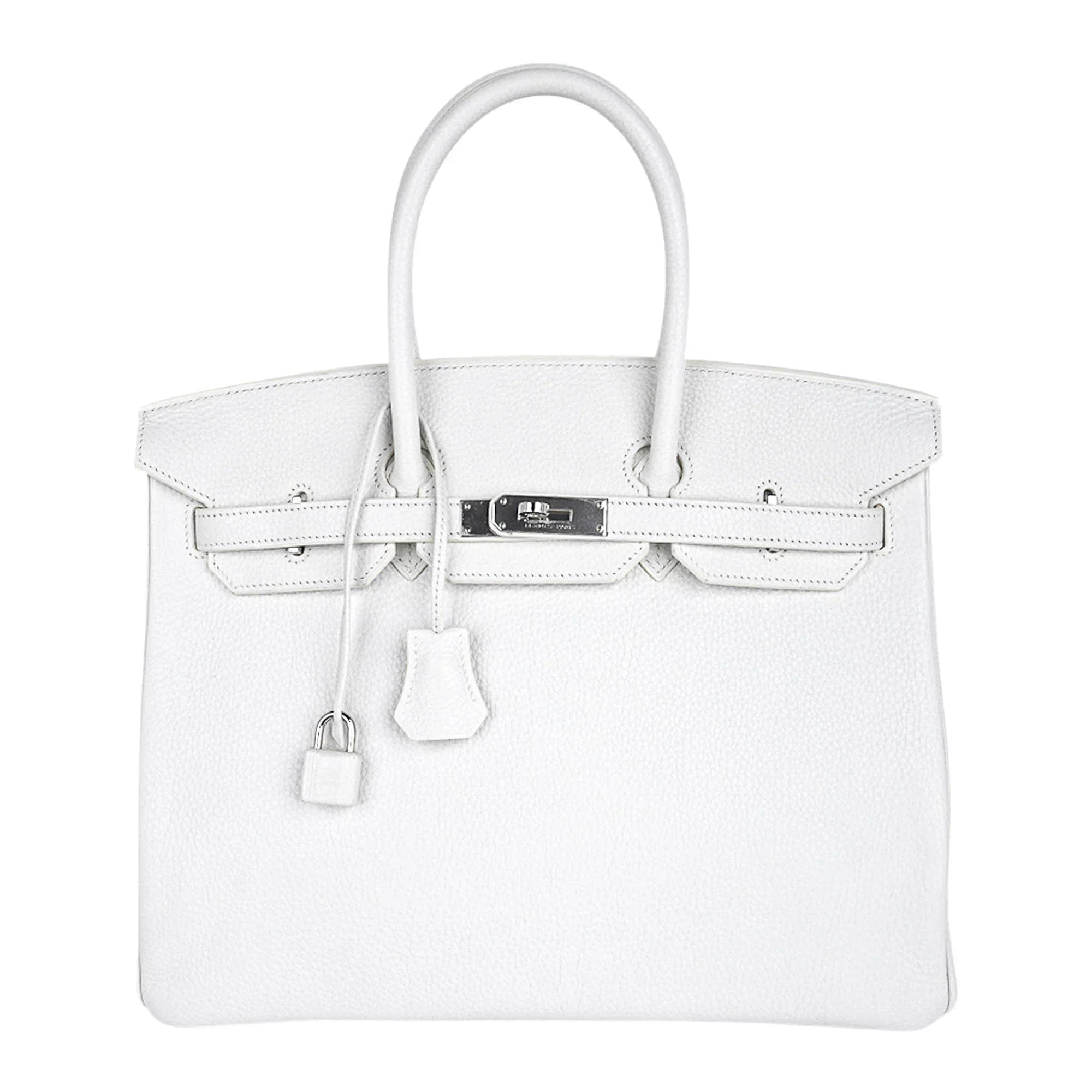 👜Birkin 35 Bag White Clemence Leather with Palladium Hardware