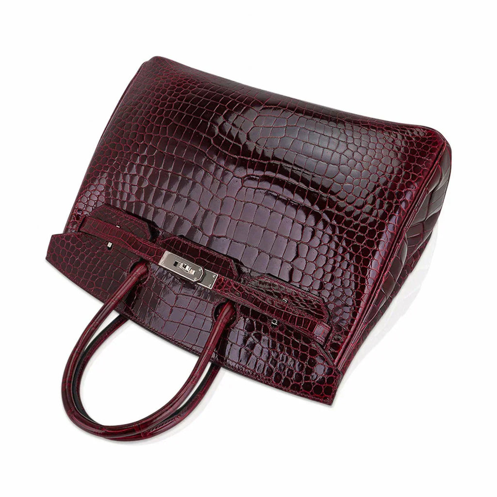 👜Birkin 35 Bag Bordeaux Porosus Crocodile with Palladium Hardware