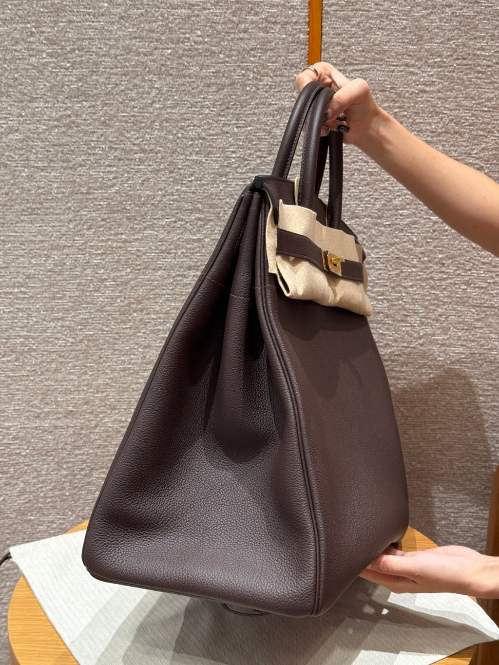 Large Birkin HAC 40cm Men's Tote in Premium Chocolate Brown Togo Cowhide