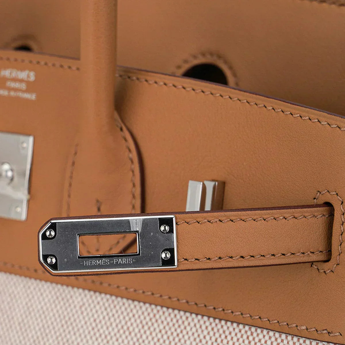 👜Limited Edition Birkin 25 Bag in Biscuit Swift Leather & Ecru Toile H with Palladium Hardware