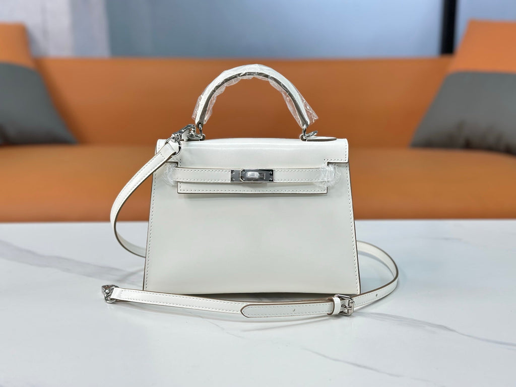 Kelly Sellier 19cm & 22cm & 25cm Craie Box Calf Leather Gold Hardware & Palladium Hardware Women Handbag