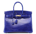 👜Birkin 35 Bag Vivid Electric Blue Porosus Crocodile Palladium
