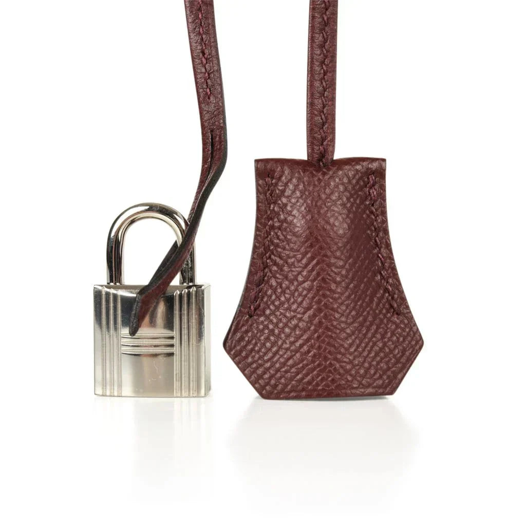 👜Birkin 30 Bag Bordeaux Epsom Palladium Hardware